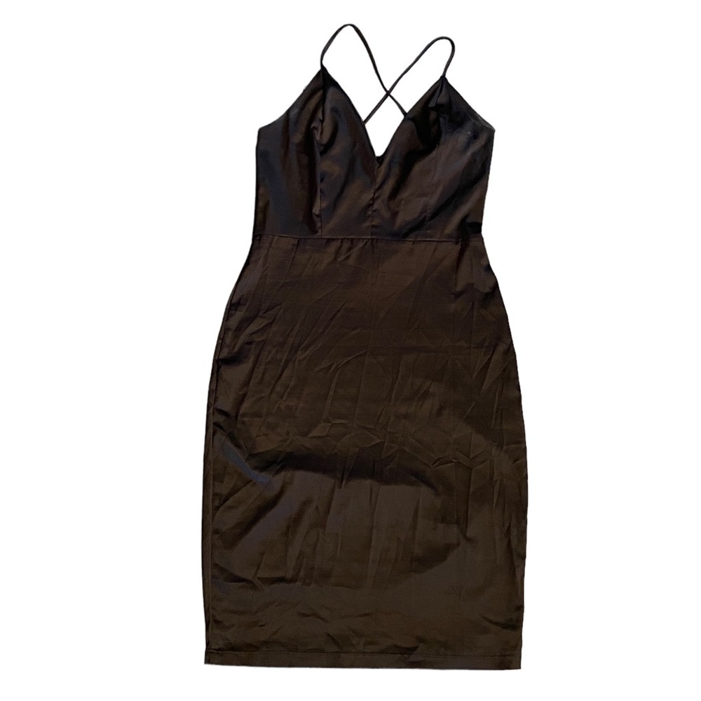 {Fashion House} Fitted Criss Cross Back  midi Slip Dress